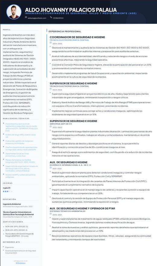 CV Optimizado de Ejemplo