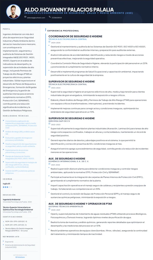 CV Optimizado de Ejemplo